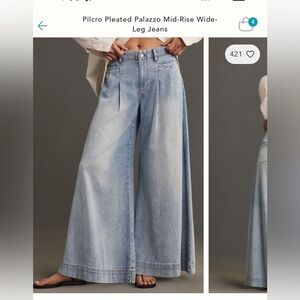 Pilcro Pleated palazzo mid rise wide leg jeans from Anthropologie sz 29